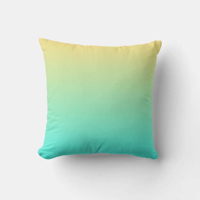 Gradient Yellow to Teal Throw Pillow (Front)