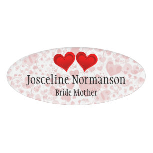 Gradients RED LOVE HEART + your backgr. & ideas Name Tag