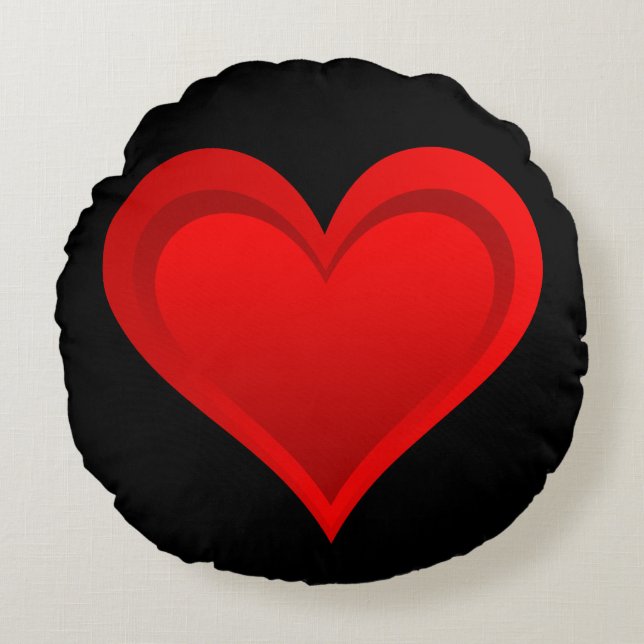 Gradients RED LOVE HEART + your backgr. & ideas Round Pillow (Front)