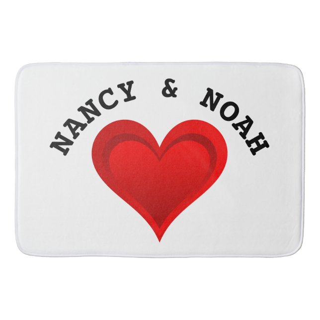 Gradients RED LOVE HEART + your text & ideas Bath Mat (Front)