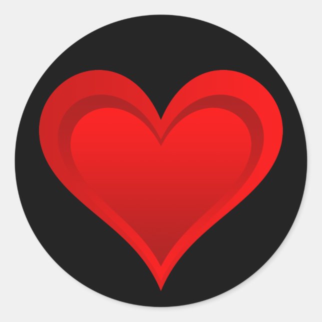 Gradients RED LOVE HEART + your text & ideas Classic Round Sticker (Front)