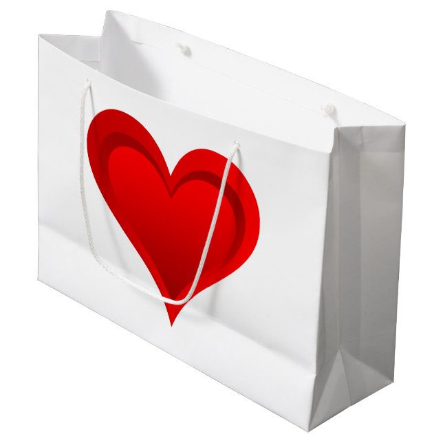 Gradients RED LOVE HEART + your text & ideas Large Gift Bag (Front Angled)