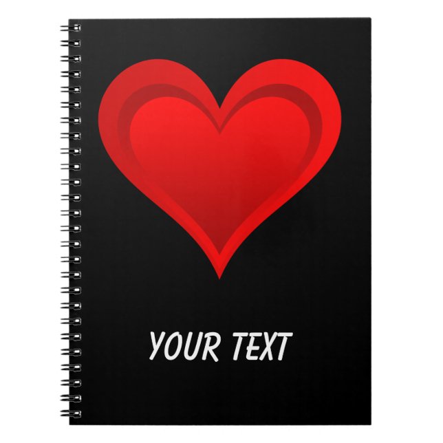Gradients RED LOVE HEART + your text & ideas Notebook (Front)