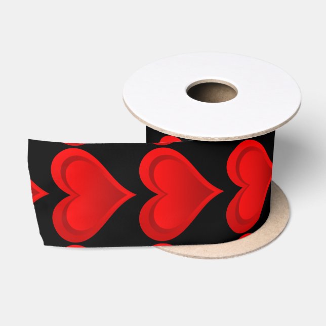 Gradients RED LOVE HEART + your text & ideas Satin Ribbon (Spool)