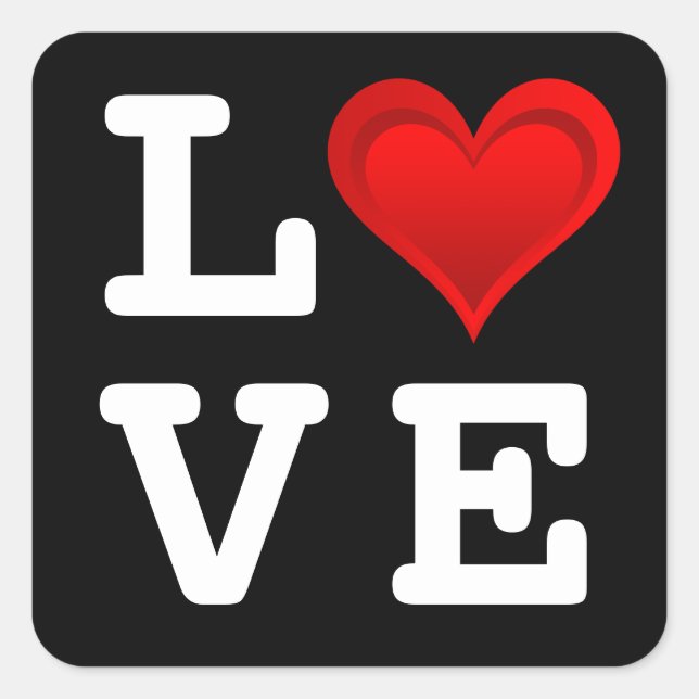 Gradients RED LOVE HEART + your text & ideas Square Sticker (Front)