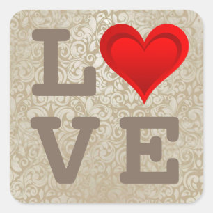 Gradients RED LOVE HEART + your text & ideas Square Sticker