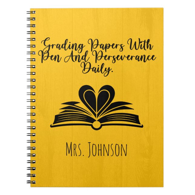 Grading Papers With Pen And Perseverance Daily Notebook (Front)