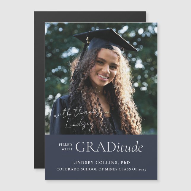 GRADitude Photo Magnet Graduation Faire-part (Devant / Derrière)