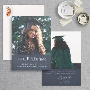GRADitude Photo Navy Graduation Announcement