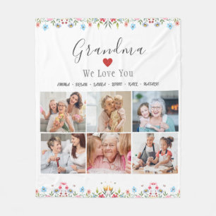 GRADMA Photo Collage Custom Name Fleece Blanket 