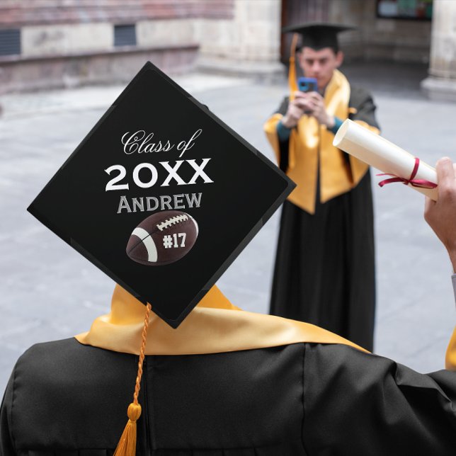 Grads Name Number Football Any Colour Class of Yea Graduation Cap Topper (Creator Uploaded)