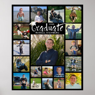 Graduate 19 Photo Gold Brush Typography Your Colou Poster