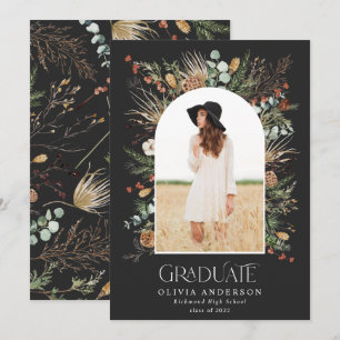 Graduate 1 photo arch watercolor botanical floral announcement