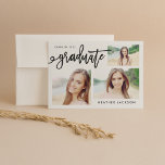 Graduate 2019 Trendy 3 Photo Collage Invitation<br><div class="desc">Celebrate the graduate with modern and chic graduation party invitation that features a photo collage mixed with trendy hand lettering script. Add graduation party invitation text to the back.</div>