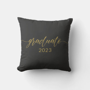Graduate 2023 Gold Calligraphy Design Throw Pillow
