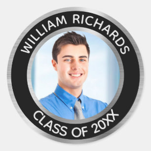Graduate 2025 Photo Personalized   Classic Round Sticker