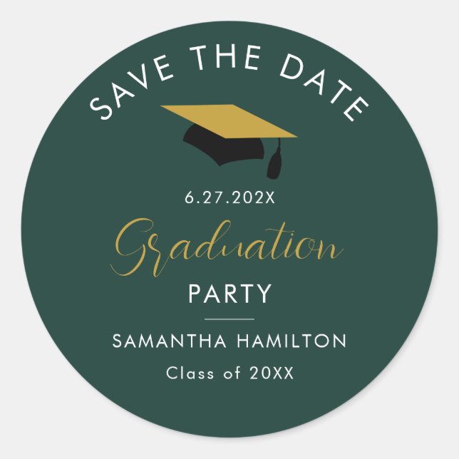 Graduate 2025 Save the Date Minimalist Grad Party Classic Round Sticker (Front)