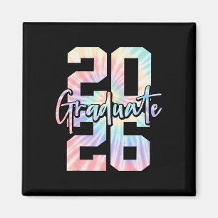 Graduate 2026 Graduation Cap Diploma Tie Dye Magnet