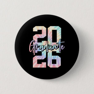 Graduate 2026 Graduation Cap Diploma Tie Dye Premi 2 Inch Round Button