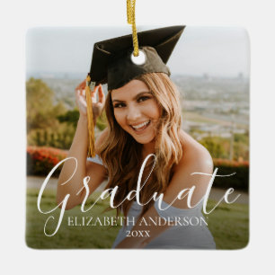 Graduate 2026 Script Custom Photo Ceramic Ornament