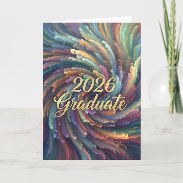 Graduate 2026 Swirling Colors Card (Front)