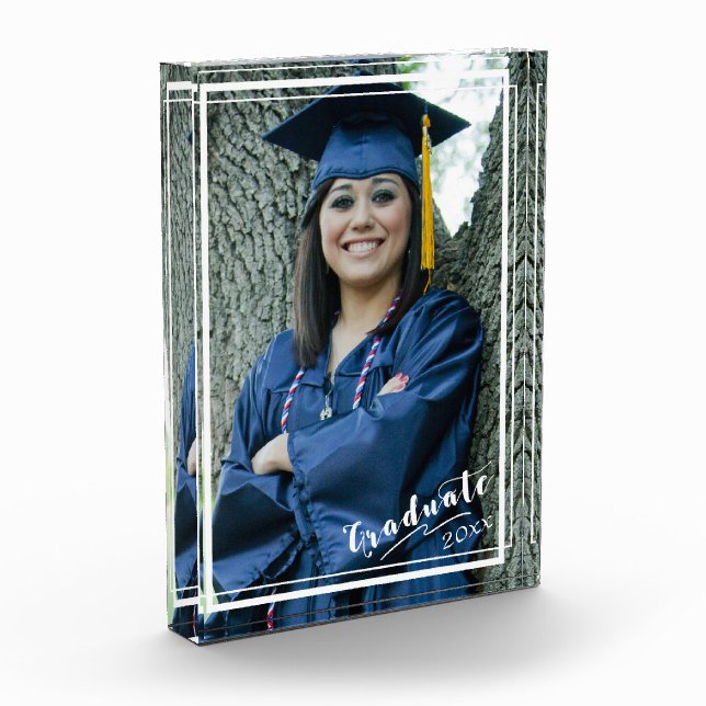 "Graduate 20xx" 5x7 Vertical White Border Photo Block (Left)