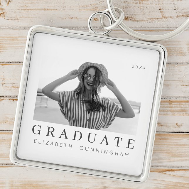 Graduate 20XX Modern Cool Simple Minimalist Photo Keychain (Creator Uploaded)