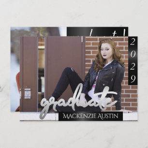Graduate 2 Photo   Chic Script Simple Keepsake Invitation