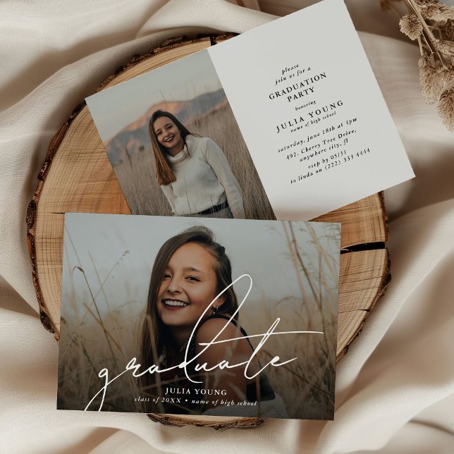 Graduate 2 Photo Collage Graduation Party  Invitation (Creator Uploaded)