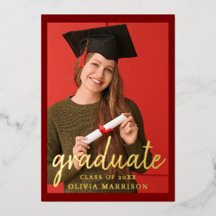 Graduate 2 Photo Graduation Modern Red Gold