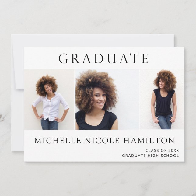 Graduate 3 Faire-part d'obtention d'un diplôme en  (Devant)