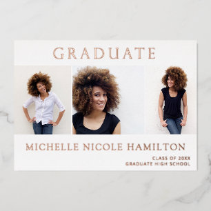 Graduate 3 Photo Graduation Foil Announcement