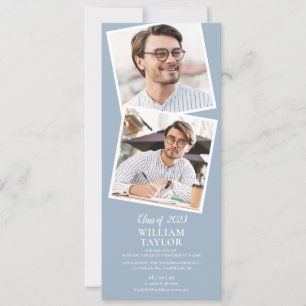 Graduate 4 Photo Dusty Blue Graduation Party Invitation