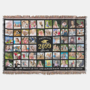 Graduate 57 Photo Collage Class Year Personalized Throw Blanket