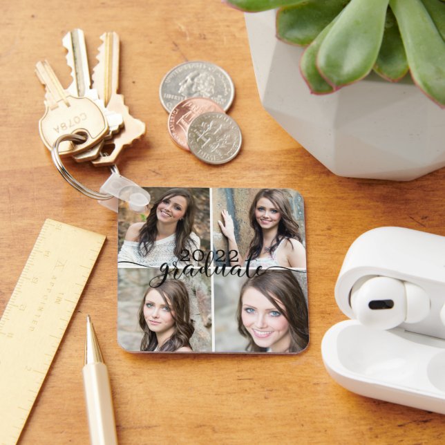 GRADUATE 5 Photo Class Year Script Keychain (Desk)