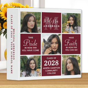 Graduate 5 Photo Collage Burgundy Graduation Binder
