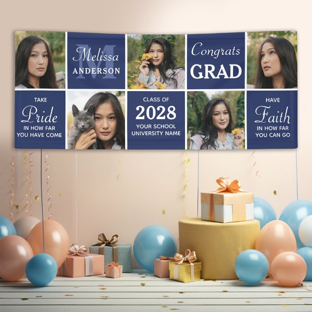 Graduate 5 Photo Collage Personalized Graduation Banner (Creator Uploaded)