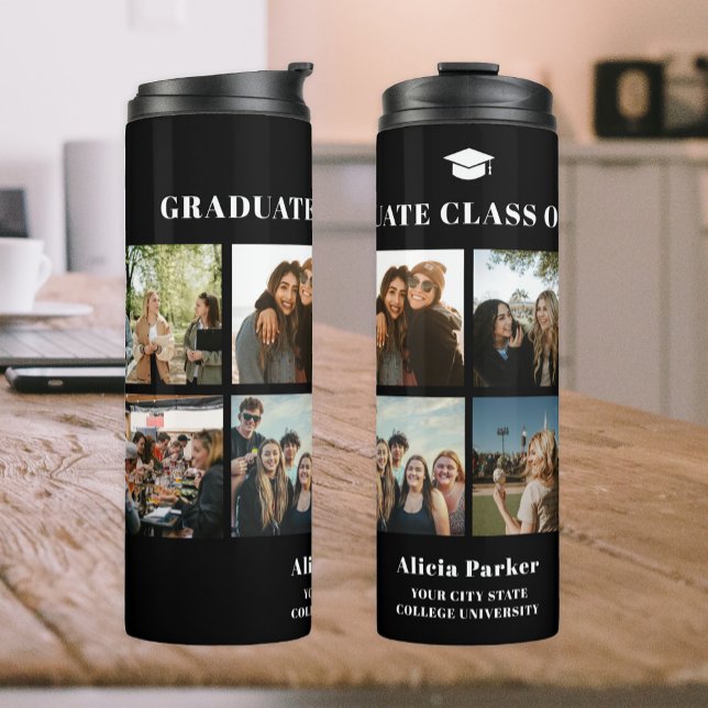 Graduate 8 photo collage graduation class of 2025 thermal tumbler (Creator Uploaded)