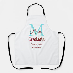 Graduate add name monogram green pink simple minim apron