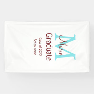 Graduate add name monogram green pink simple minim banner
