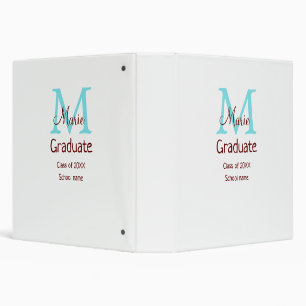 Graduate add name monogram green pink simple minim binder