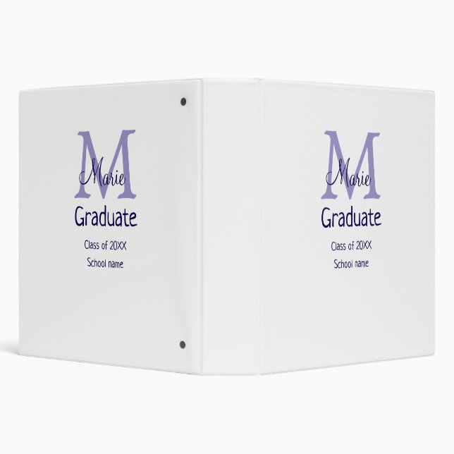 Graduate add name monogram purple simple minimal m binder (Background)