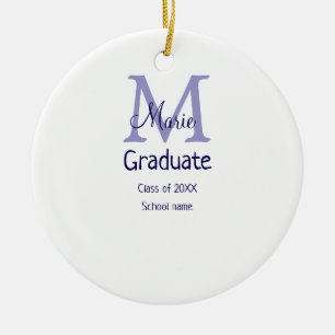 Graduate add name monogram purple simple minimal m ceramic ornament