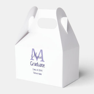 Graduate add name monogram purple simple minimal m favor box