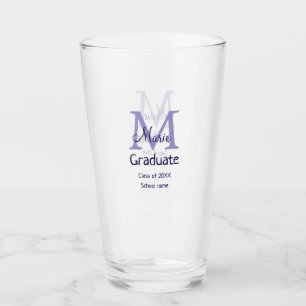 Graduate add name monogram purple simple minimal m glass