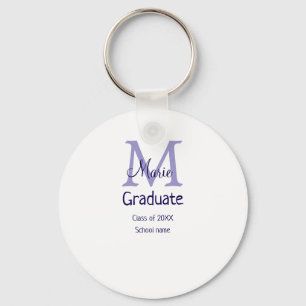 Graduate add name monogram purple simple minimal m keychain