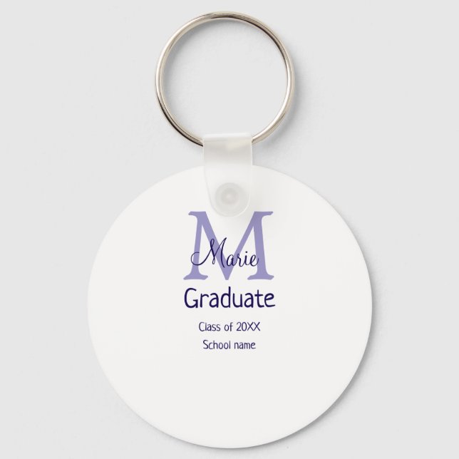 Graduate add name monogram purple simple minimal m keychain (Front)