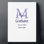 Graduate add name monogram purple simple minimal m plaque<br><div class="desc">beautiful design</div>