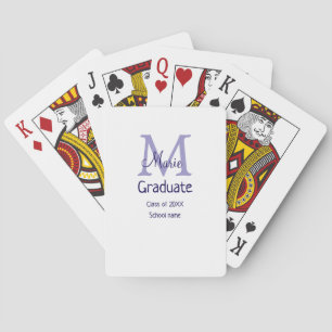 Graduate add name monogram purple simple minimal m playing cards