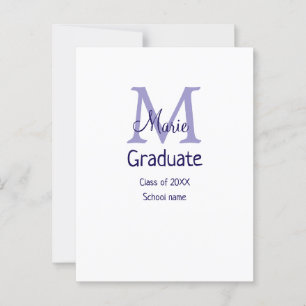 Graduate add name monogram purple simple minimal m postcard